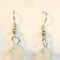 Clear Round White Millefiori Dangle Earrings