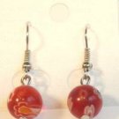 Red Round Yellow Blue White Millefiori Dangle Earrings