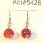 Red Round Yellow Blue White Millefiori Dangle Earrings