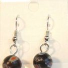 Black Round Red Orange Blue Yellow White Millefiori Dangle Earrings