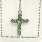 14 Gauge Green Crystal Cross Dangle Belly Button Navel Ring Body Jewelry