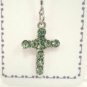 14 Gauge Green Crystal Cross Dangle Belly Button Navel Ring Body Jewelry
