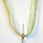 Clear Blue Millefiori Teardrop Pendant Green Organza Wax String Necklace