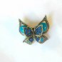 Blue Double Butterfly Fashion Brooch Broach Pin Gold Tone