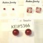 Lot 3 Red Stud Square Clear Rhinestone Silver Tone Hoop Earrings