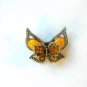 Yellow Amber Double Butterfly Fashion Brooch Broach Pin Gold Tone