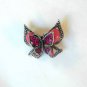 Pink Double Butterfly Fashion Brooch Broach Pin Silver Tone