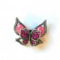 Pink Double Butterfly Fashion Brooch Broach Pin Silver Tone
