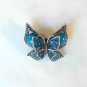 Blue Double Butterfly Fashion Brooch Broach Pin Silver Tone