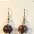 Black Round Red Yellow White Millefiori Dangle Earrings