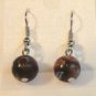 Black Round Red Yellow White Millefiori Dangle Earrings