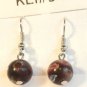 Black Round Red Yellow White Millefiori Dangle Earrings