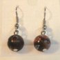 Black Round Red Yellow White Millefiori Dangle Earrings