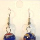 Blue Round Red Yellow Millefiori Dangle Earrings