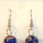 Blue Round Red Yellow Millefiori Dangle Earrings