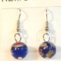 Blue Round Red Yellow Millefiori Dangle Earrings