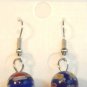 Blue Round Red Yellow Millefiori Dangle Earrings