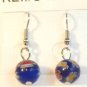 Blue Round Red Yellow Millefiori Dangle Earrings