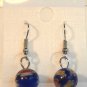 Blue Round Red Yellow Millefiori Dangle Earrings