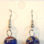 Blue Round Red Yellow Millefiori Dangle Earrings