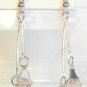 Thin Long Drop Pink Crystal Bead Dangle Earrings