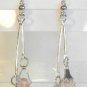 Thin Long Drop Pink Crystal Bead Dangle Earrings
