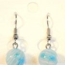 Clear Round Green Blue White Millefiori Dangle Earrings