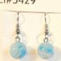 Clear Round Green Blue White Millefiori Dangle Earrings
