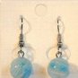 Clear Round Green Blue White Millefiori Dangle Earrings