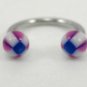 18 Gauge Horseshoe Blue Purple UV Acrylic Ball Lip Nose Body Piercing Jewelry