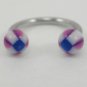 18 Gauge Horseshoe Blue Purple UV Acrylic Ball Lip Nose Body Piercing Jewelry