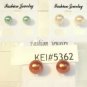 Lot 3 Orange Green Yellow Pearl Finish Stud Earrings