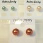 Lot 3 Orange Green Yellow Pearl Finish Stud Earrings