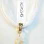 Clear Yellow Millefiori Teardrop Pendant White Organza Wax String Necklace