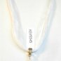 Clear Yellow Millefiori Teardrop Pendant White Organza Wax String Necklace