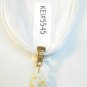 Clear Yellow Millefiori Teardrop Pendant White Organza Wax String Necklace