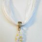 Clear Yellow Millefiori Teardrop Pendant White Organza Wax String Necklace