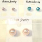 Lot 3 Peach Aqua Purple Pearl Finish Stud Earrings