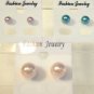 Lot 3 Peach Aqua Purple Pearl Finish Stud Earrings