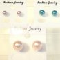 Lot 3 Peach Aqua Purple Pearl Finish Stud Earrings