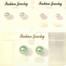 Lot 3 Green Pink Gray Pearl Finish Stud Earrings