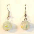 Clear Round Green Blue Yellow White Millefiori Dangle Earrings