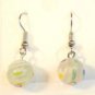 Clear Round Green Blue Yellow White Millefiori Dangle Earrings