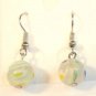 Clear Round Green Blue Yellow White Millefiori Dangle Earrings