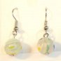 Clear Round Green Blue Yellow White Millefiori Dangle Earrings