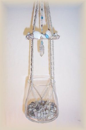 Hanging Jute and Shells Beta Fish Bowl