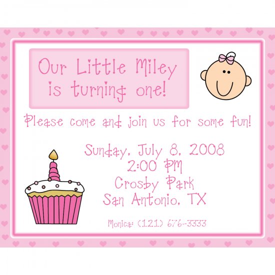 20 Birthday Invitations Baby Girl's First Birthday