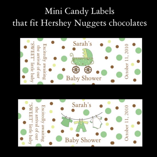 120 Personalized Baby Shower Mini Candy Bar Labels BABY CLOTHES LINE ...