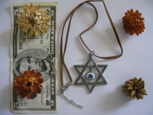 Huge child Star of David evil eye protection necklace