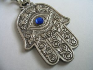 Hamsa grapes keychain with evil eye protection kabbalah